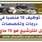 مباراة توظيف 18 منصبا في عدة درجات وتخصصات. آخر أجل للترشيح هو 15 ماي 2026